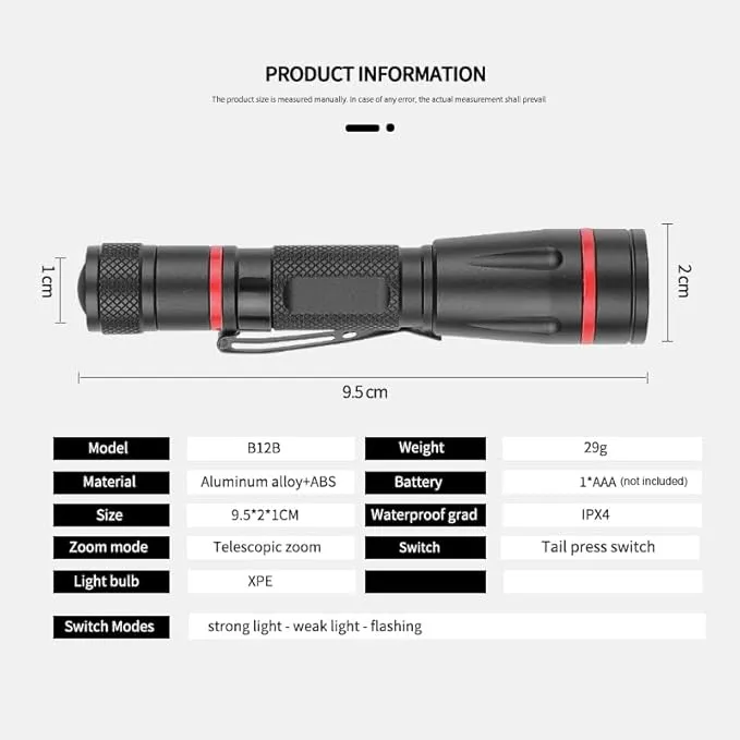 5 Pack LED Flashlights, Handheld Pen Light Flashlight, Pocket Torch PenLight with Clip, Zoomable, Waterproof, Slim Led Pen Flashlight for Camping, Outdoor