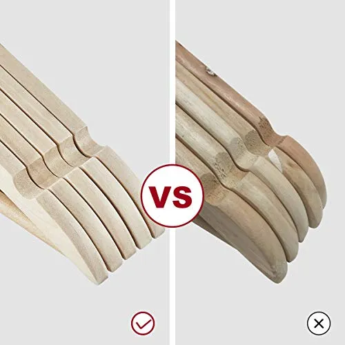 ELONG HOME Wooden Hangers, 30 Pack Slim Wood Coat Hangers with Extra Smooth Finish, Precisely Cut Notches and Chrome Swivel Hook, Wooden Clothes Hangers for Shirt Suit Jacket Dress, Natural