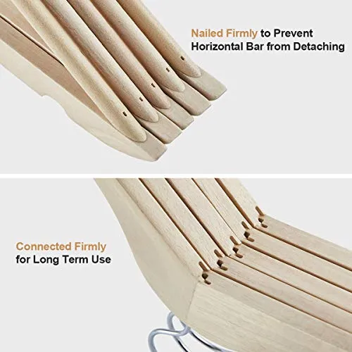 ELONG HOME Wooden Hangers, 30 Pack Slim Wood Coat Hangers with Extra Smooth Finish, Precisely Cut Notches and Chrome Swivel Hook, Wooden Clothes Hangers for Shirt Suit Jacket Dress, Natural