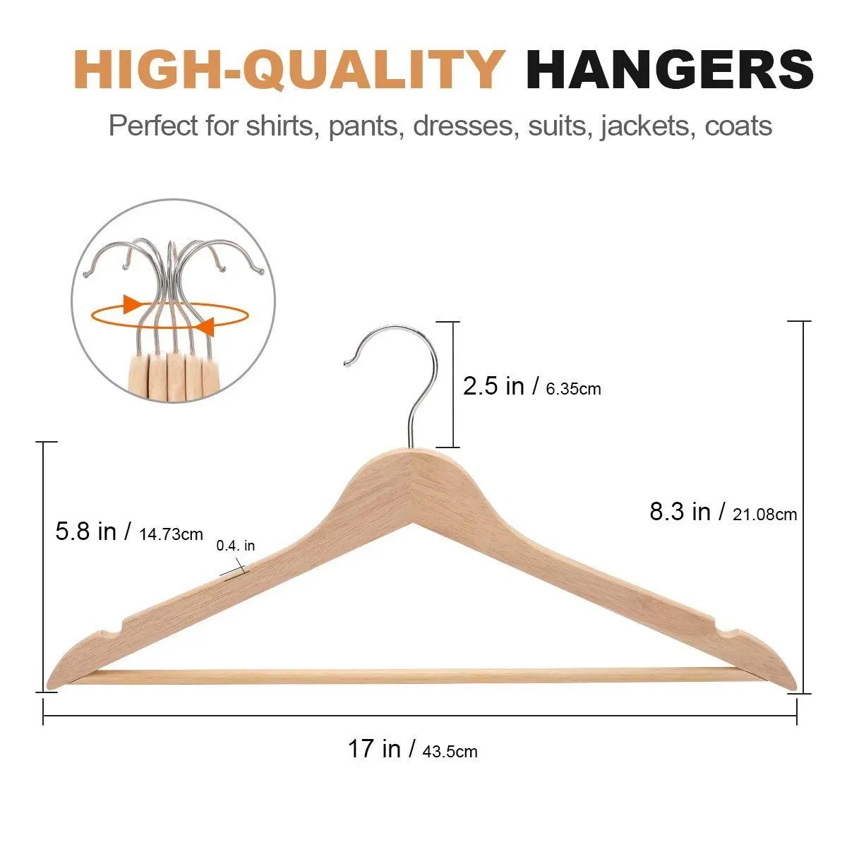 ELONG HOME Wooden Suit Hangers 30 Pack
