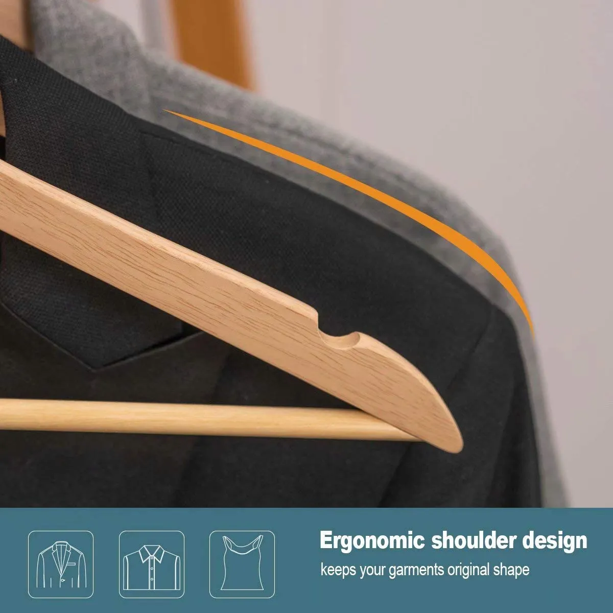 ELONG HOME Wooden Suit Hangers 30 Pack