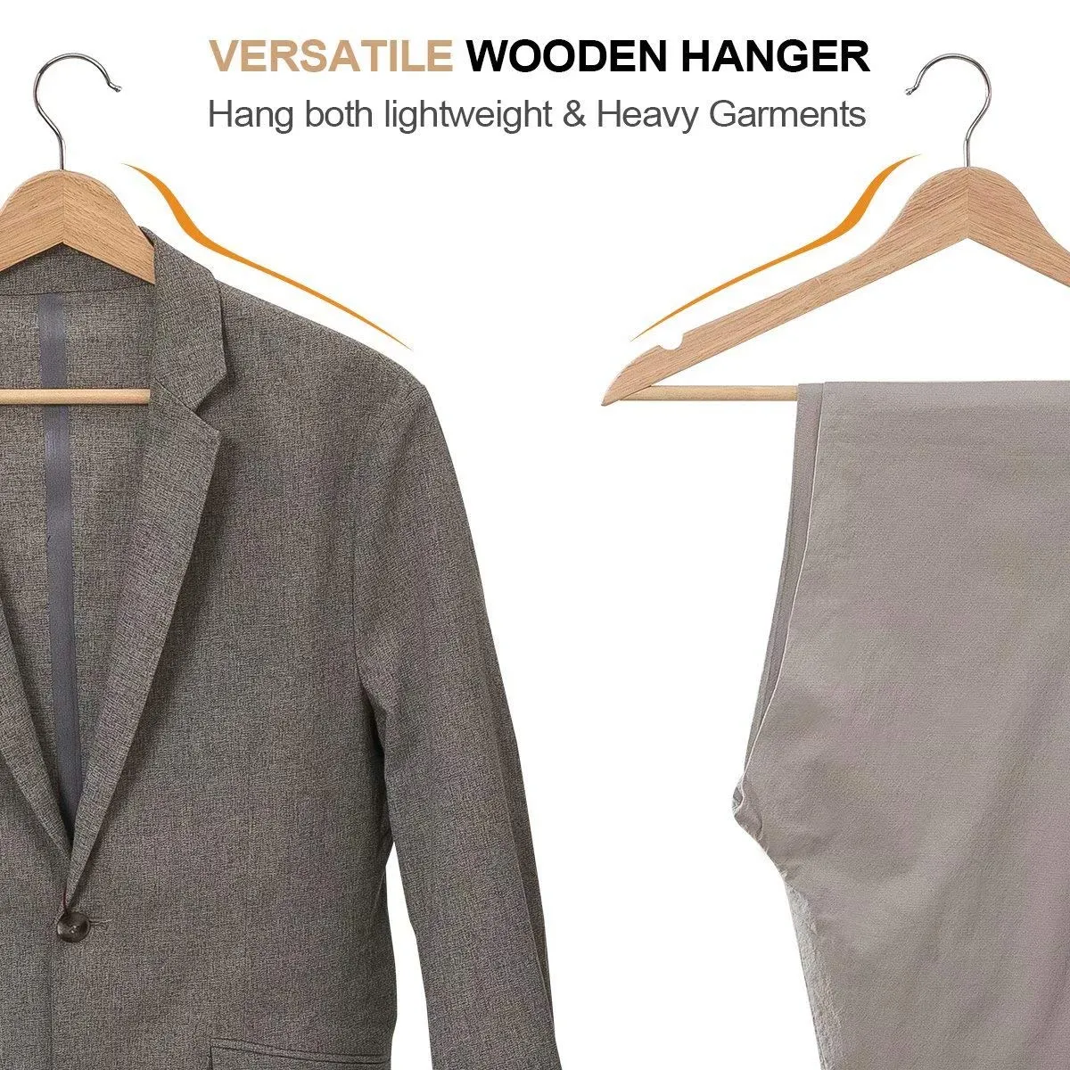 ELONG HOME Wooden Suit Hangers 30 Pack