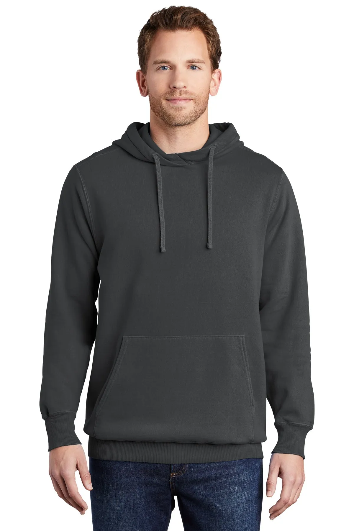 Port & Company Pigment Dyed Branded Hoodies, Coal