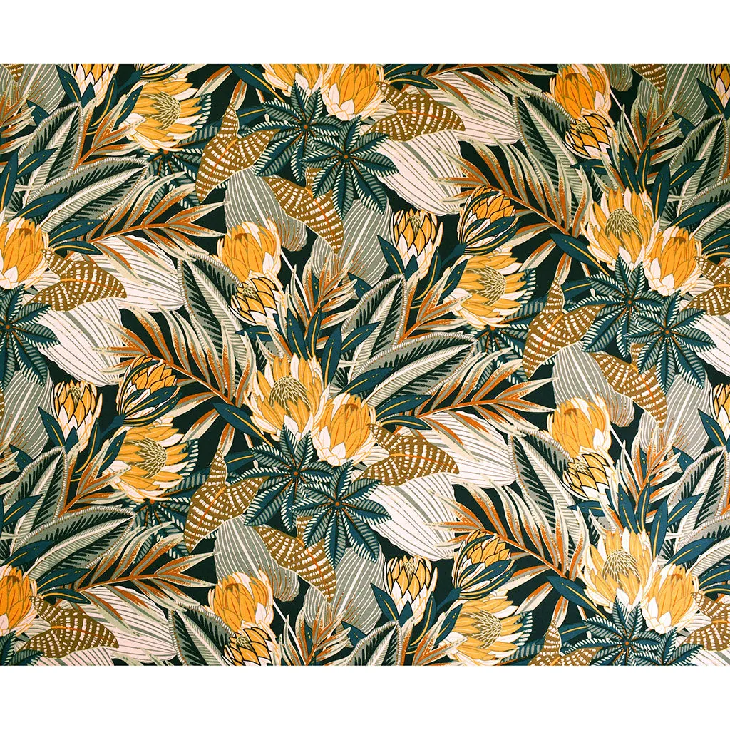 See You at Six Ground Pineapple Floral French Terry Polar Night Blue